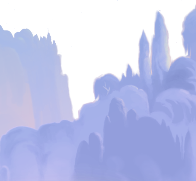 Blue tinted trees landscape.